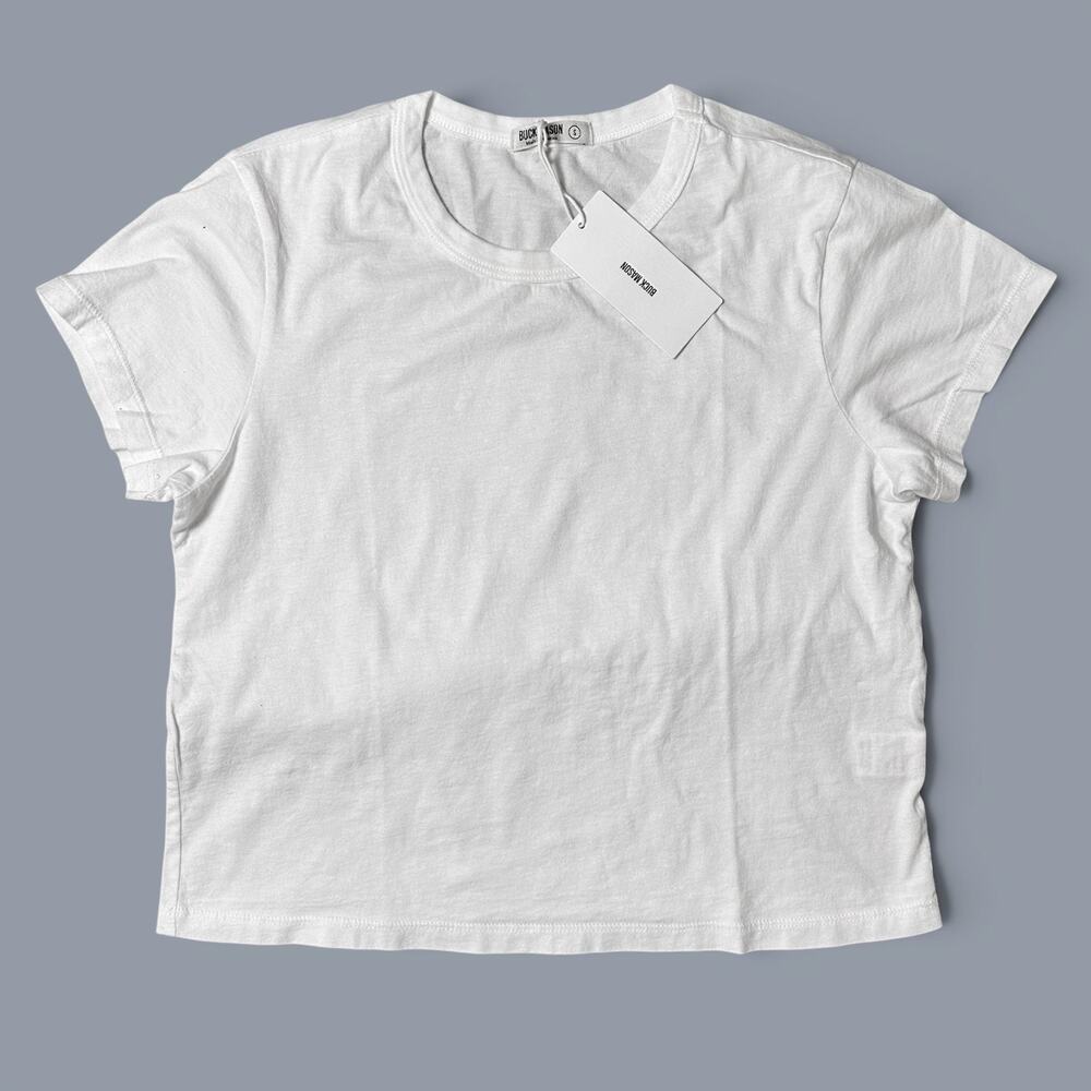Buck Mason Pima Boxy Crew Tee Womens Size S White T-Shirt Cotton Made in USA NWT